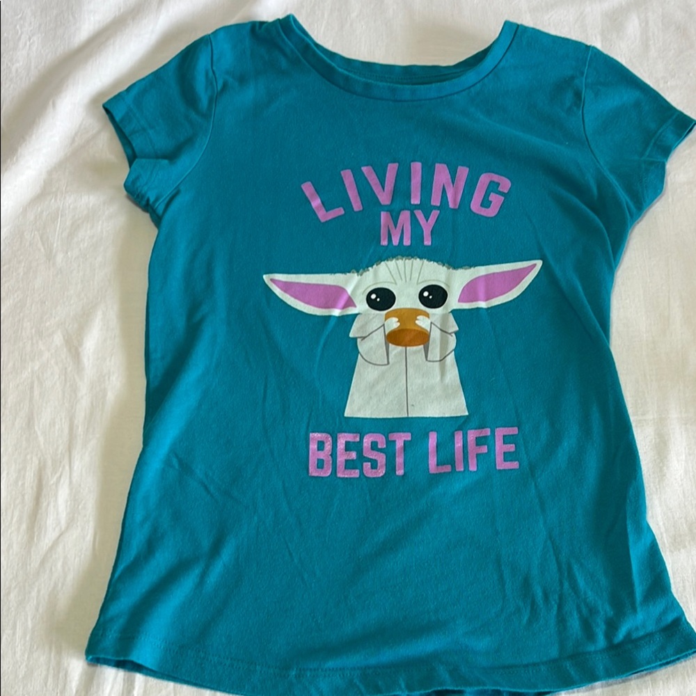 Star Wars Teal Shirt with Baby Yoda, size medium